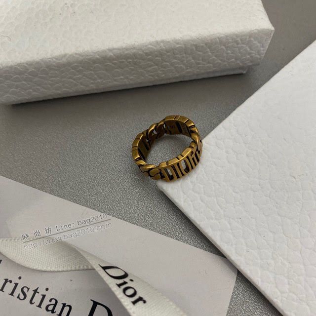Dior飾品 迪奧經典熱銷款古銅色字母戒指  zgd1180